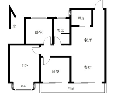 润泓中堂(高层) 3室 2厅 108平米
