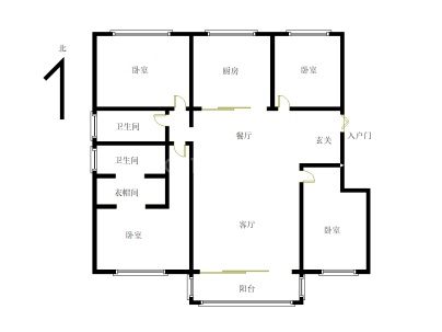 中梁荣华城(一期洋房) 4室 2厅 138平米