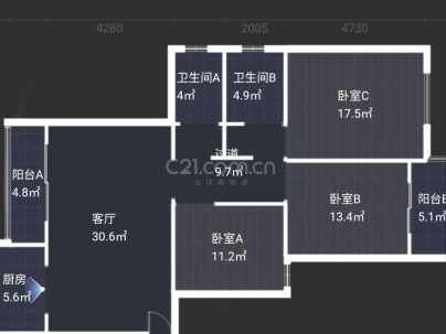 华硕天韵 3室 2厅 141.31平米