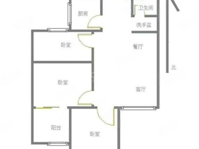九巨龙红玺台 3室 1厅 90.68平米