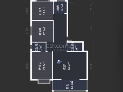 杨柳国际新城公寓 3室 2厅 187平米