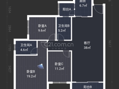 济宁恒大名都 3室 2厅 135.7平米