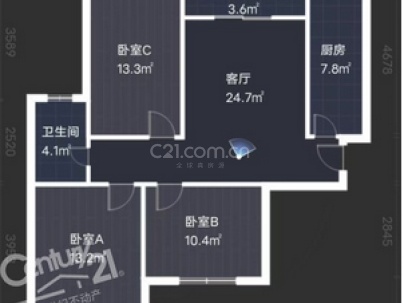 和贵园 3室 2厅 106平米