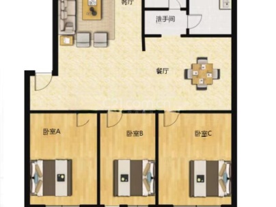 火炬家园 3室 1厅 136.55平米
