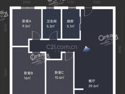 融创滨江壹号 3室 2厅 122平米