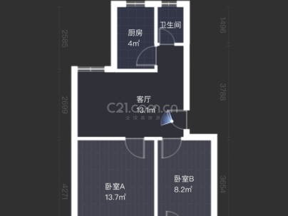 济宁医学院宿舍 2室 1厅 61平米