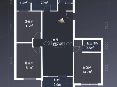 京杭佳苑C区 3室 2厅 128.29平米