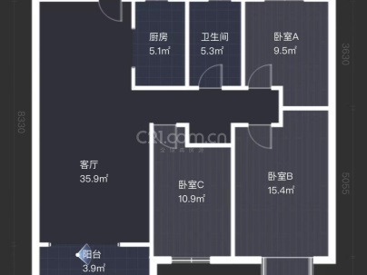 融创滨江壹号 3室 2厅 121平米