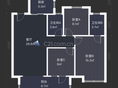 中海城 3室 2厅 110平米