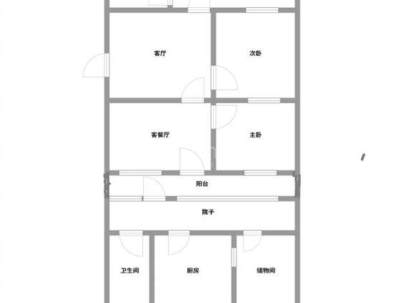 建筑工程公司家属院 2室 2厅 65平米