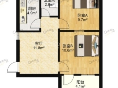 新华小区 2室 1厅 60平米