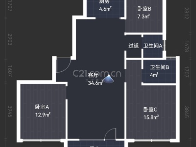 青年城三期华锦苑 3室 2厅 129.85平米