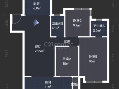 吾悦首府 3室 2厅 123平米