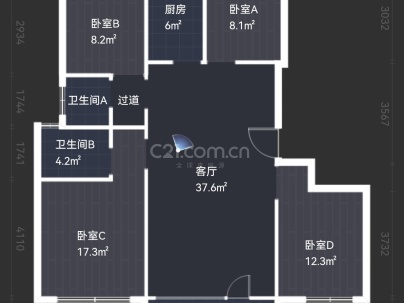 青年城三期华锦苑 4室 2厅 138.32平米