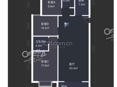 中垠悦城 3室 2厅 121平米
