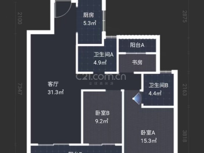 吾悦首府 3室 2厅 113平米