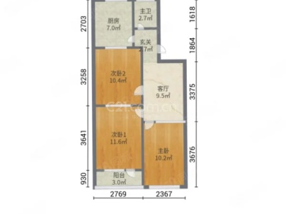 龙行小区 2室 1厅 73平米