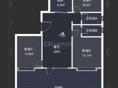 城投碧桂园中央公园 3室 2厅 115平米