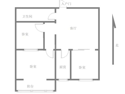 杨柳国际新城公寓 3室 1厅 90平米