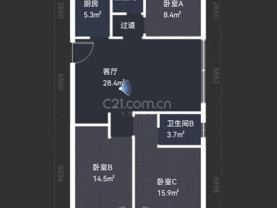 青年城三期华锦苑 3室 2厅 120平米