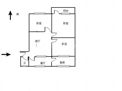 区委党校宿舍 3室 1厅 86平米