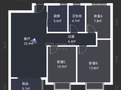 龙翔御庭 3室 2厅 120平米