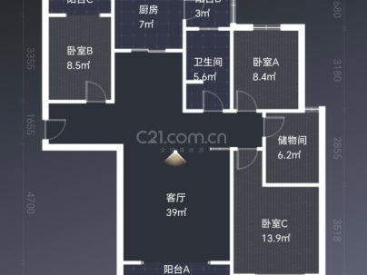 天圳四季城 3室 2厅 140.21平米