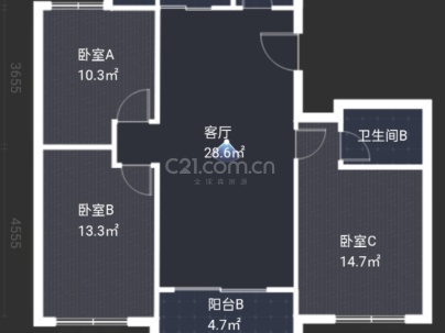 京杭佳苑C区 3室 2厅 125平米