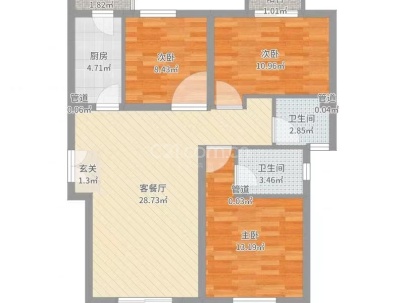 洪湖-壹号公馆 3室 2厅 127.03平米