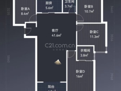 皖新文化广场翡翠庄园 3室 2厅 127.35平米