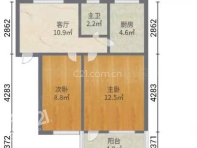 京九铁路新村 2室 1厅 54.4平米