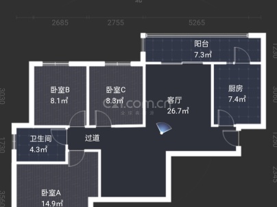 恒大名都西区 3室 2厅 109平米