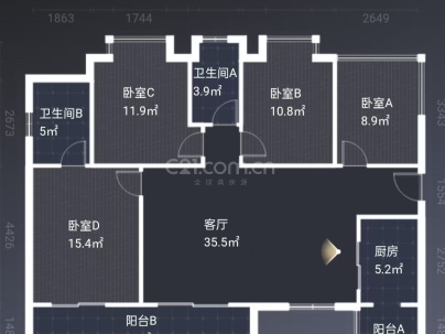 吾悦花园 4室 2厅 129平米